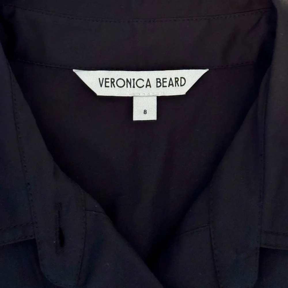 Veronica Beard Mini Long-Sleeve Navy Saude Cargo Shirt Dress